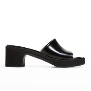 STAUD Amber Leather Slide Platform Sandals in Black